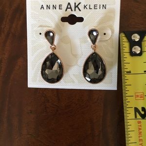 Anne Klein Charcoal Gray, Faceted, Dangle Earrings